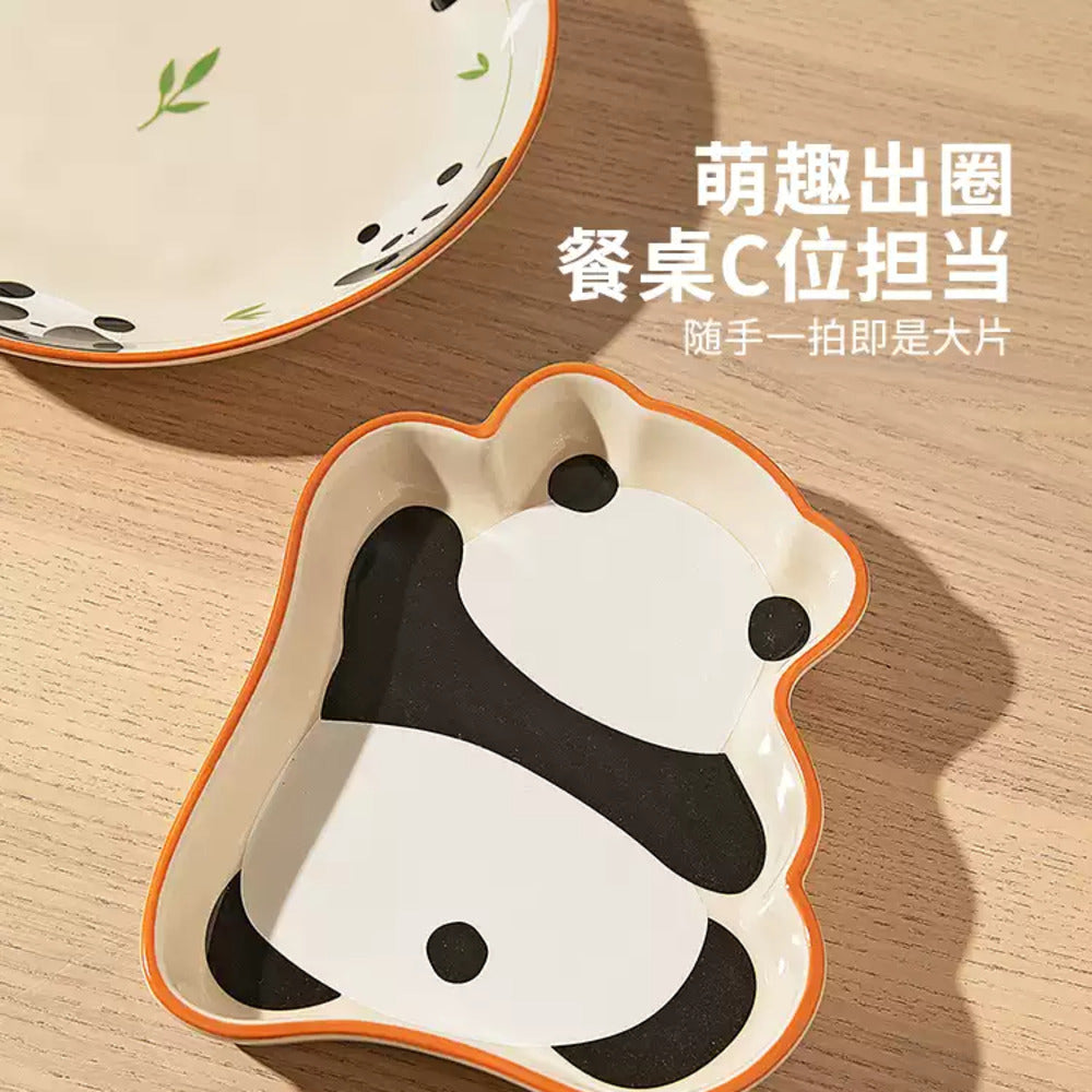 Modern-SweetHome-Gourd-Shaped-Ceramic-Bowl-–-Waving-Panda-Design,-4.7"-(420-ml)-4