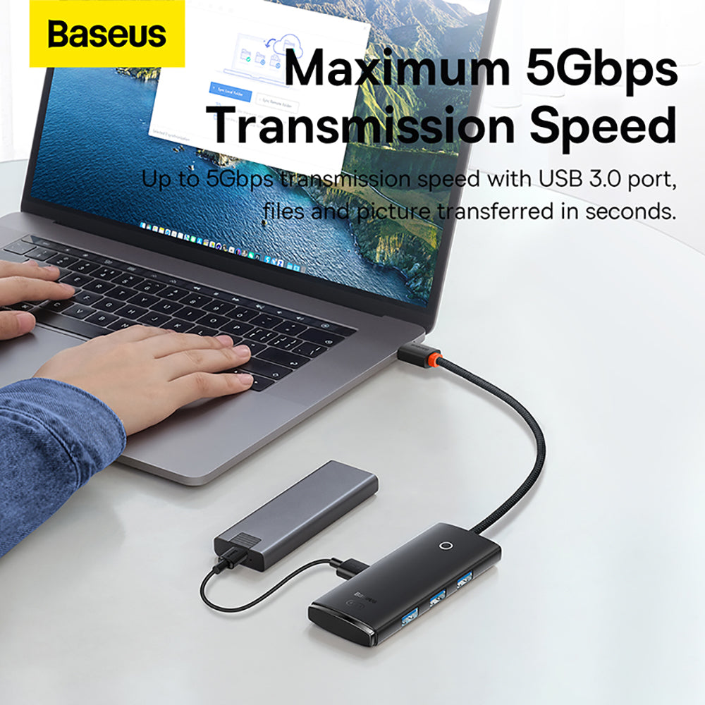 Baseus-Lite-Series-Type-C-to-USB-3.0-4-Port-HUB-Adapter---25cm,-Black-1