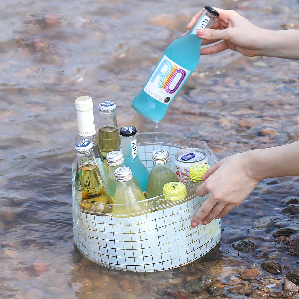 Chậu Gấp Gọn FaSoLa 5 L – caro xanh dương, tiện du lịch & cắm trại