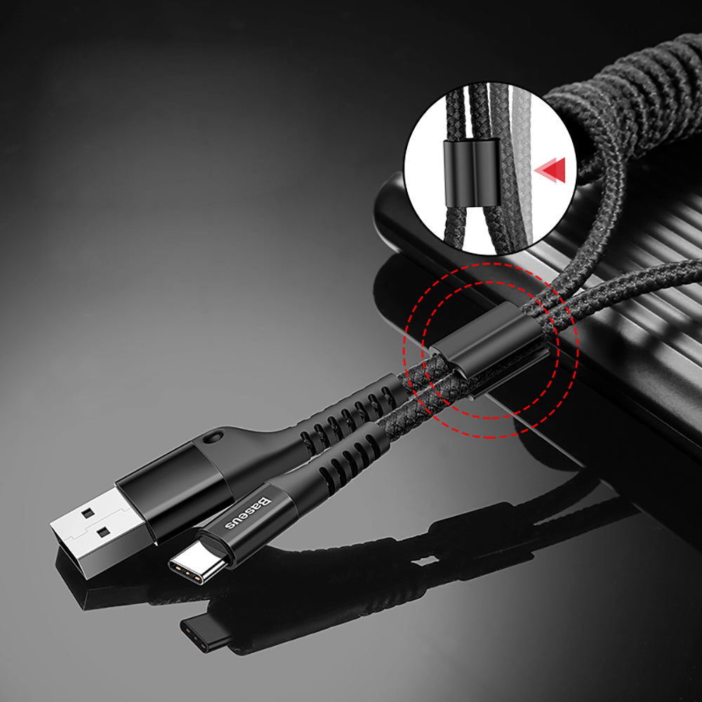 Cáp Baseus Fish Eye Spring USB-A sang USB-C 1 m – cáp sạc ô tô 2A bền bỉ