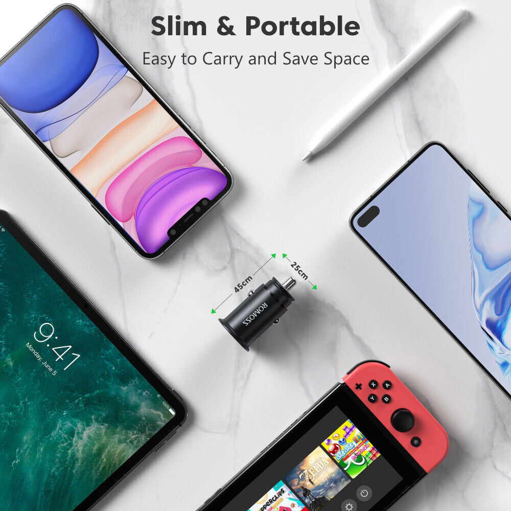 Romoss-USB-and-Type-C-Port-Fast-Charge-3.0-PD-Car-Adapter-30W-1