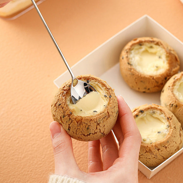 Thìa Mèo Vàng Trắng FaSoLa 17 cm – inox trang trí café & tráng miệng