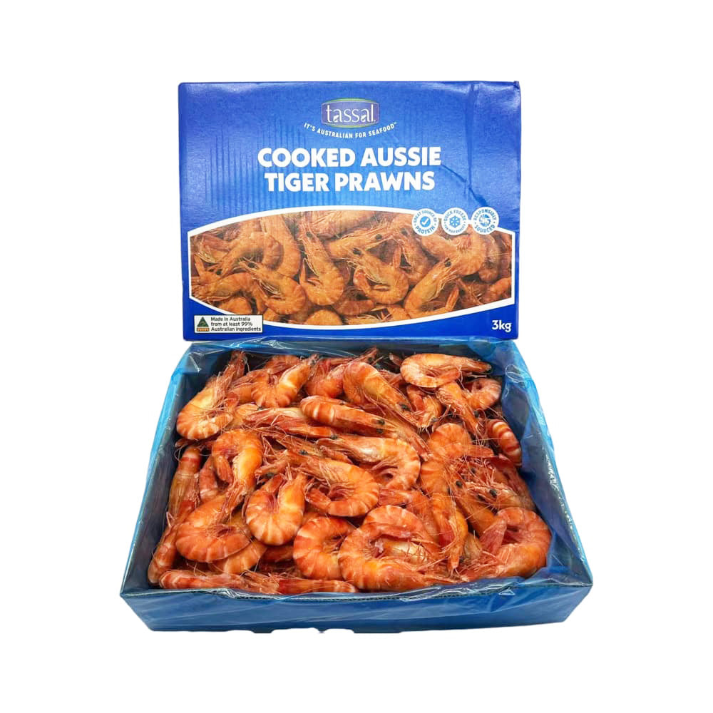 Tassal-Cooked-Australian-Tiger-Prawns-(Frozen),-XL-10/15---3kg-Box-2