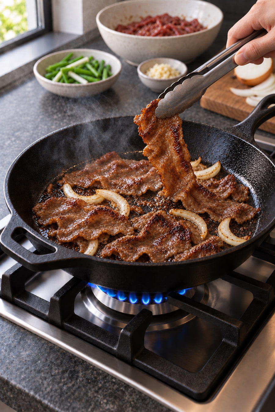 Beef Bulgogi, Korean BBQ Beef at Home, step 5: Sear in batches