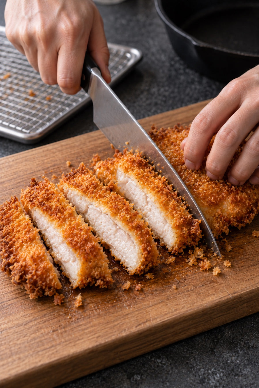 Chicken Katsu Curry, Japanese Home Style, step 7: Slice the katsu