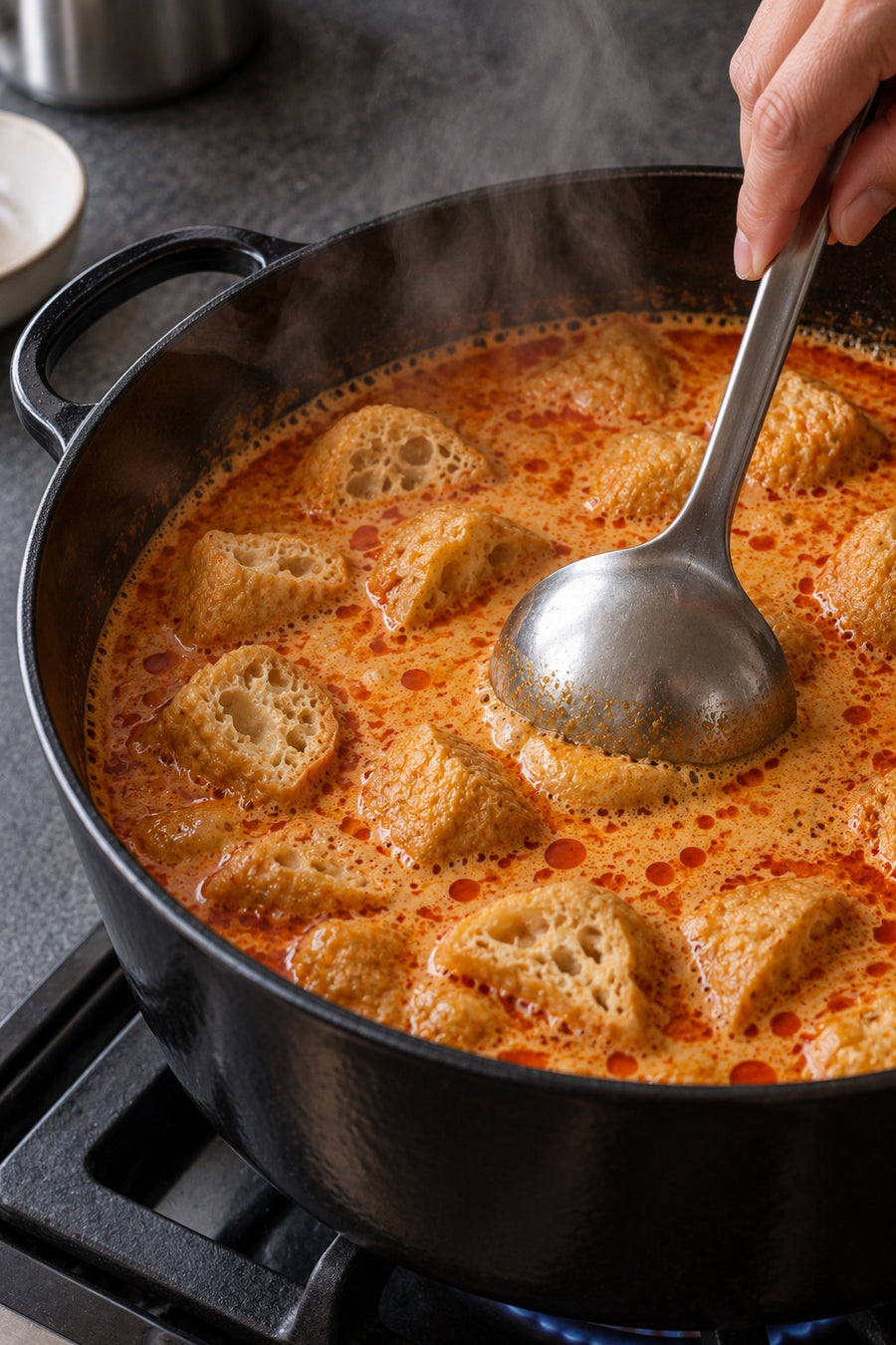 Chicken Laksa, Malaysian Curry Laksa at Home, step 5: Soak the tofu puffs