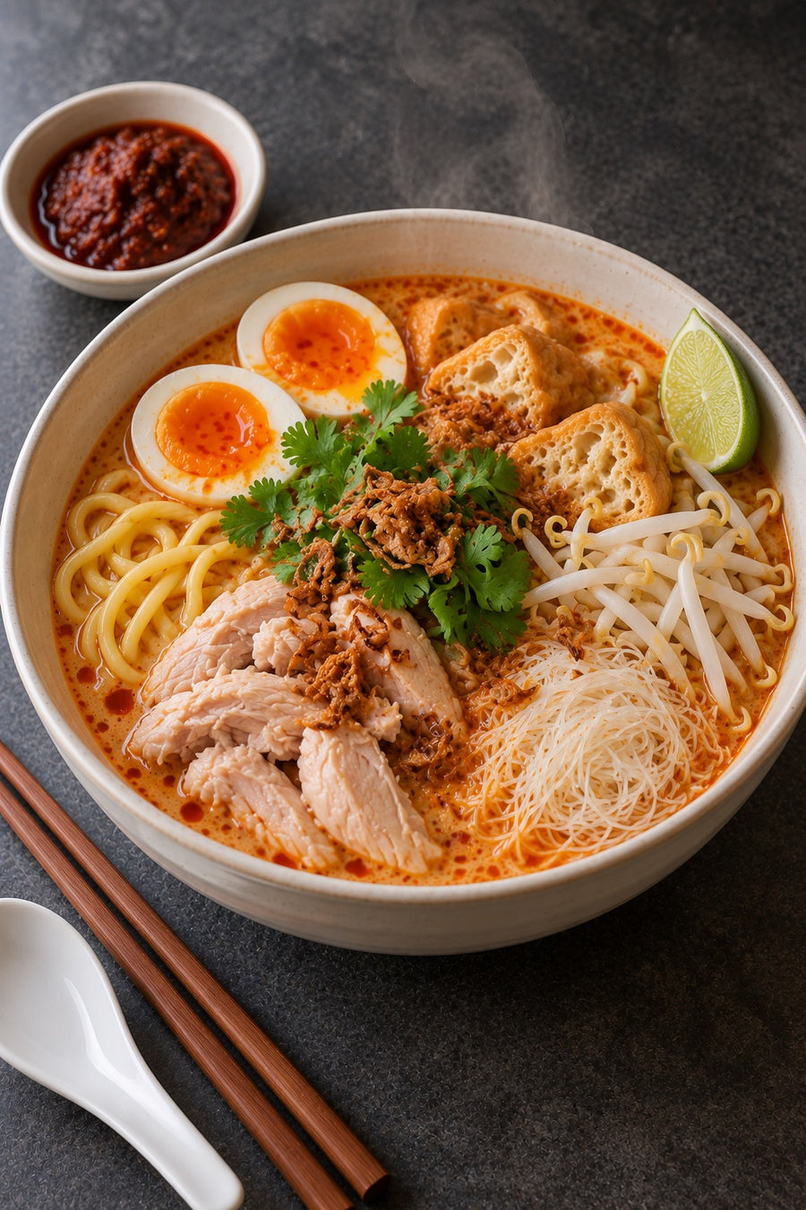Chicken Laksa, Malaysian Curry Laksa at Home, step 8: Finish and serve