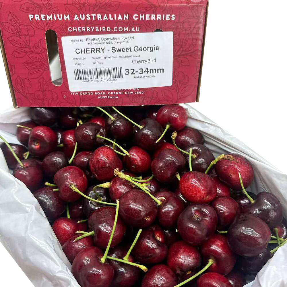 Bite Riot Box BiteRiot Sweet Georgia Australian Cherries Gift Box 32–34mm – 2kg ...