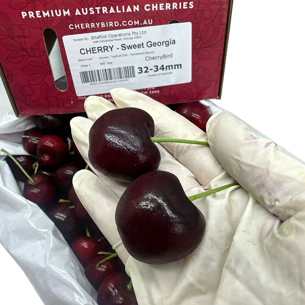 Bite Riot Box BiteRiot Sweet Georgia Australian Cherries Gift Box 32–34mm – 2kg ...