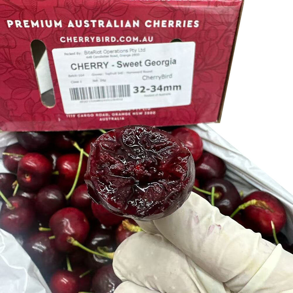 BiteRiot Sweet Georgia Australian Cherries Gift Box 32–34mm – 2kg ...