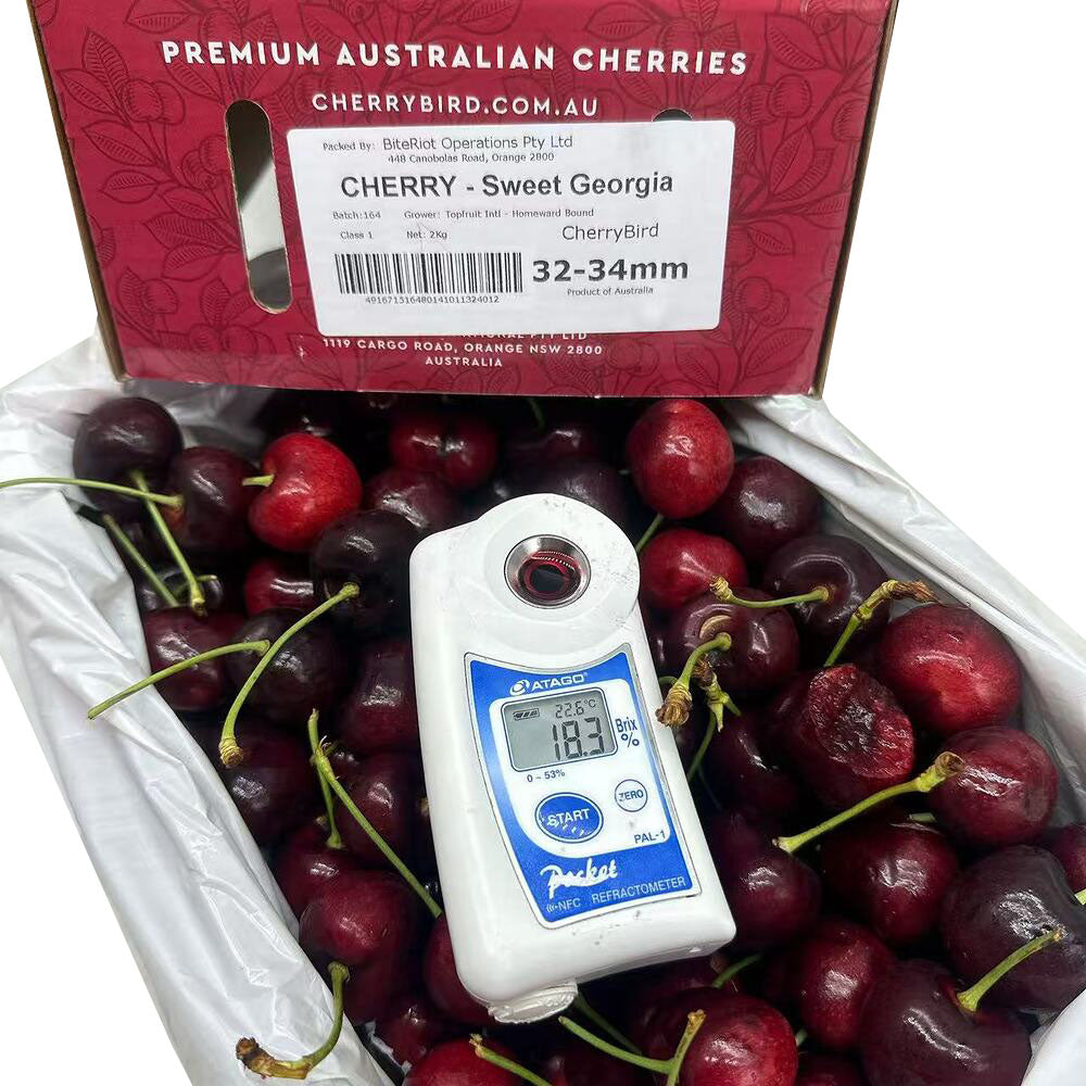 BiteRiot Sweet Georgia Australian Cherries Gift Box 32–34mm – 2kg ...