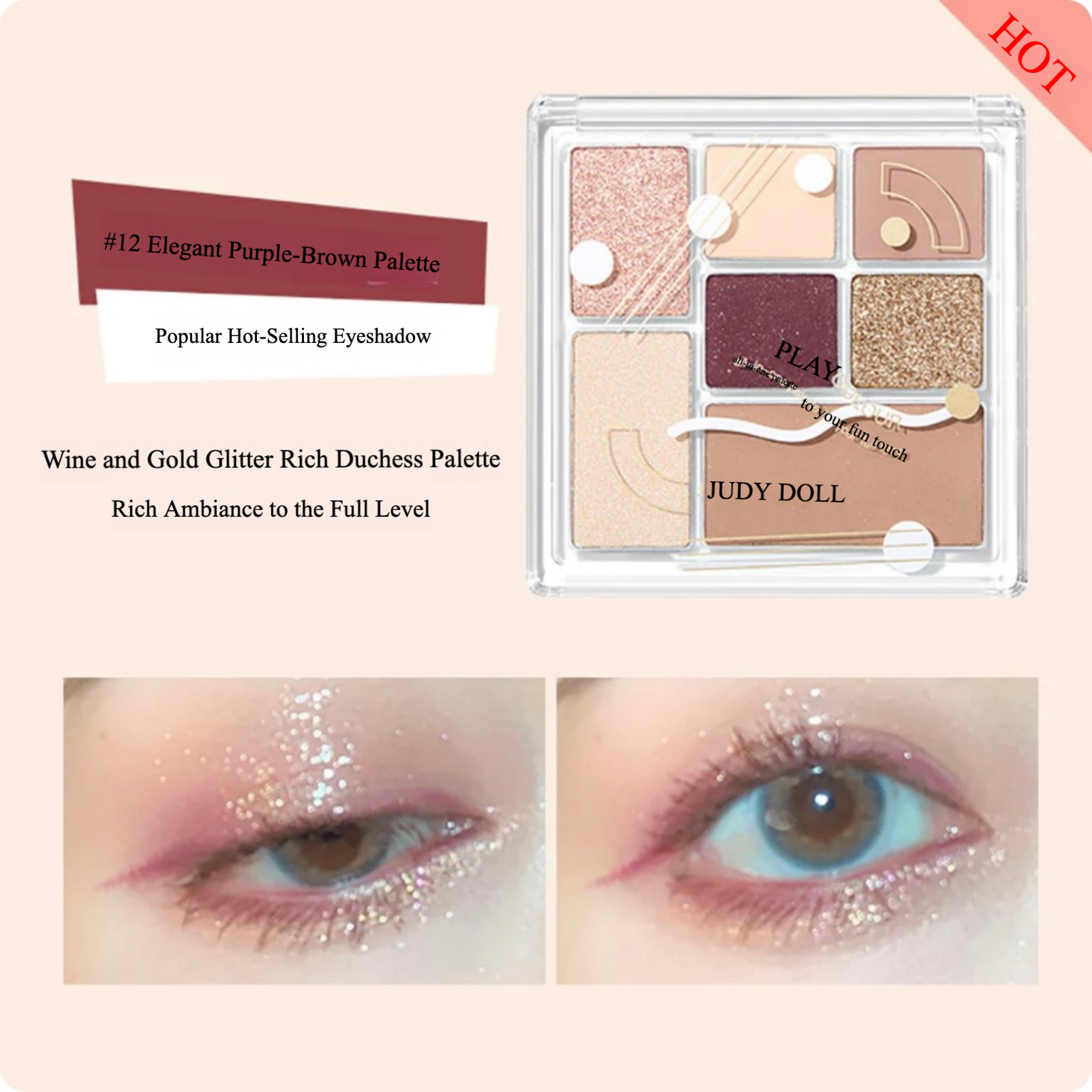 Judydoll Playful Seven-Color Eyeshadow Palette #12