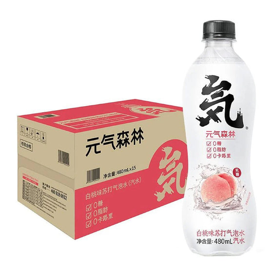 Genki Forest Nước Khoáng Có Ga Vị Đào Trắng 480 ml×15 chai – giải khát không đường