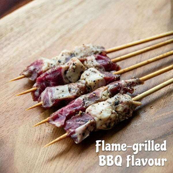Wildfire Garlic & Black Pepper Marbled Beef Skewers (Frozen) – 5 Pieces, 130g - Ready-to-Grill BBQ Kebabs