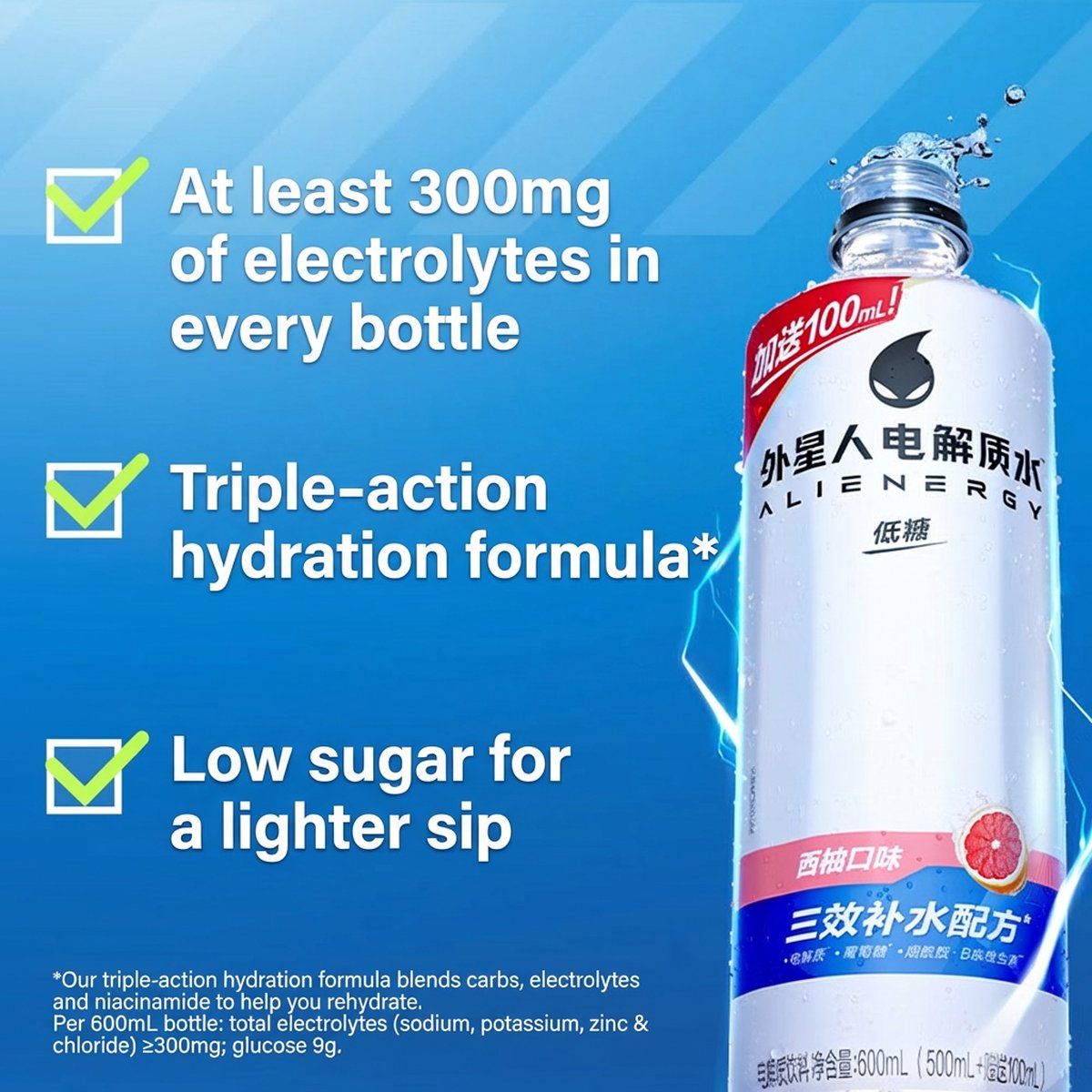 Genki Forest Alienergy Electrolyte Water Low Sugar Grapefruit Flavor 6 ...