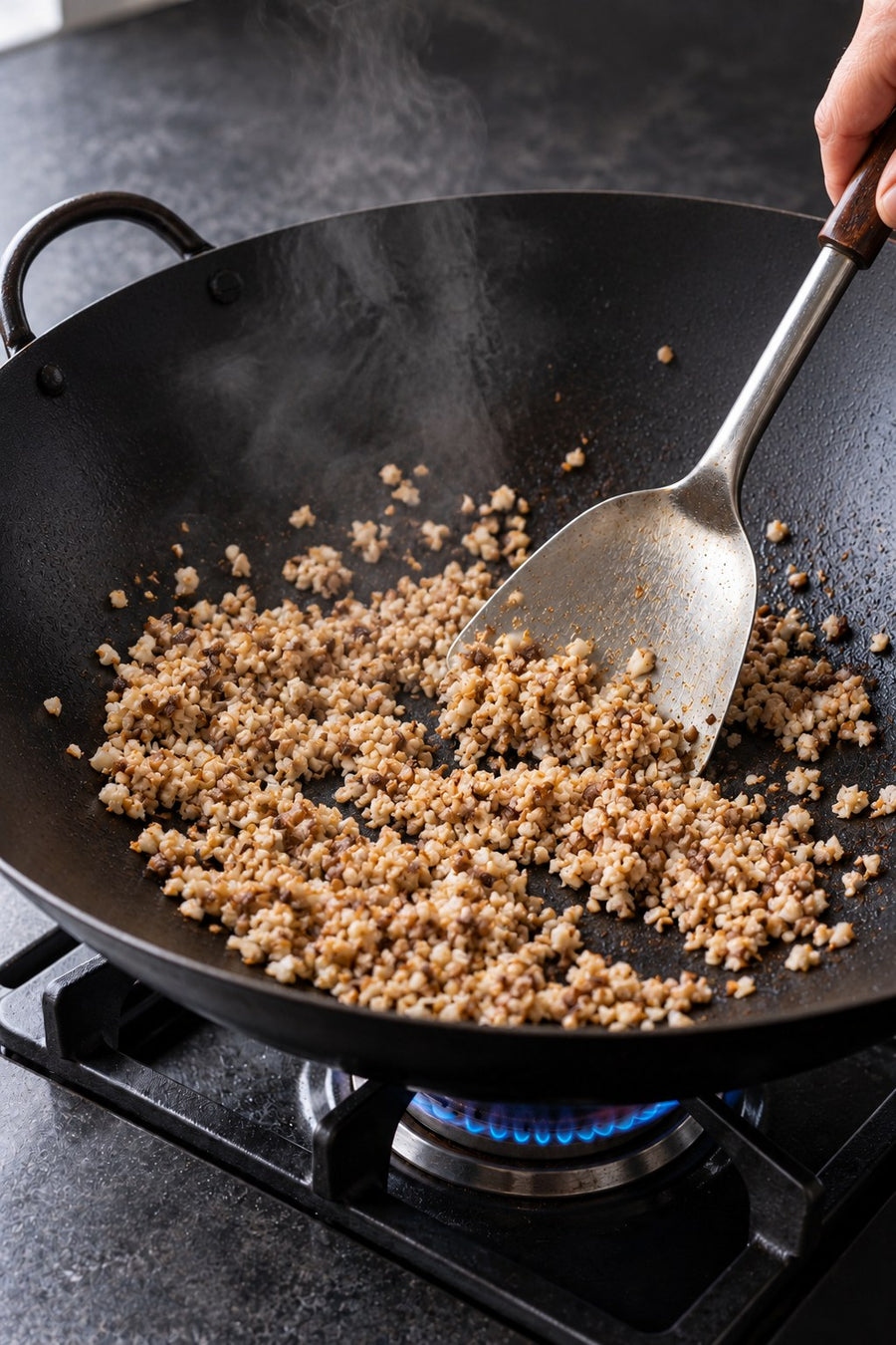 Mapo Tofu Lite, the Chengdu Way, step 3: Dry-fry the mushrooms